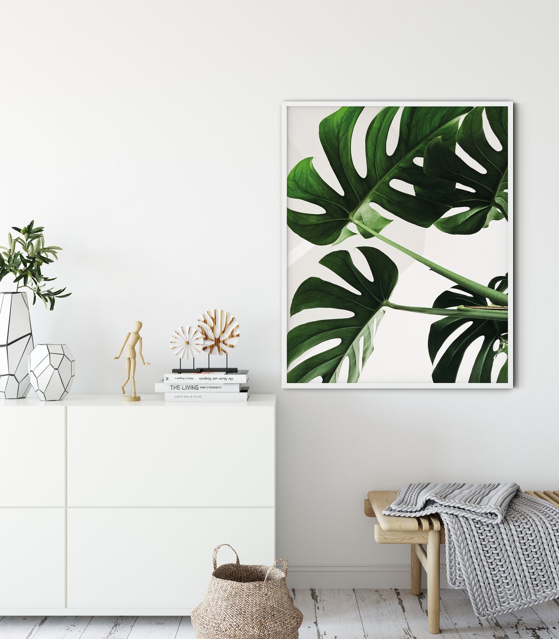 Monstera Leaf Botanical Tropical Green Photo Modern Wall Art Print - Image 3