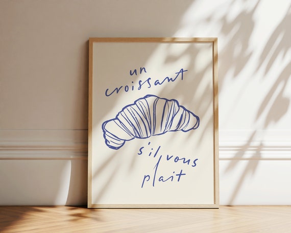 Croissant Poster, French Food Retro Minimalist Art Print
