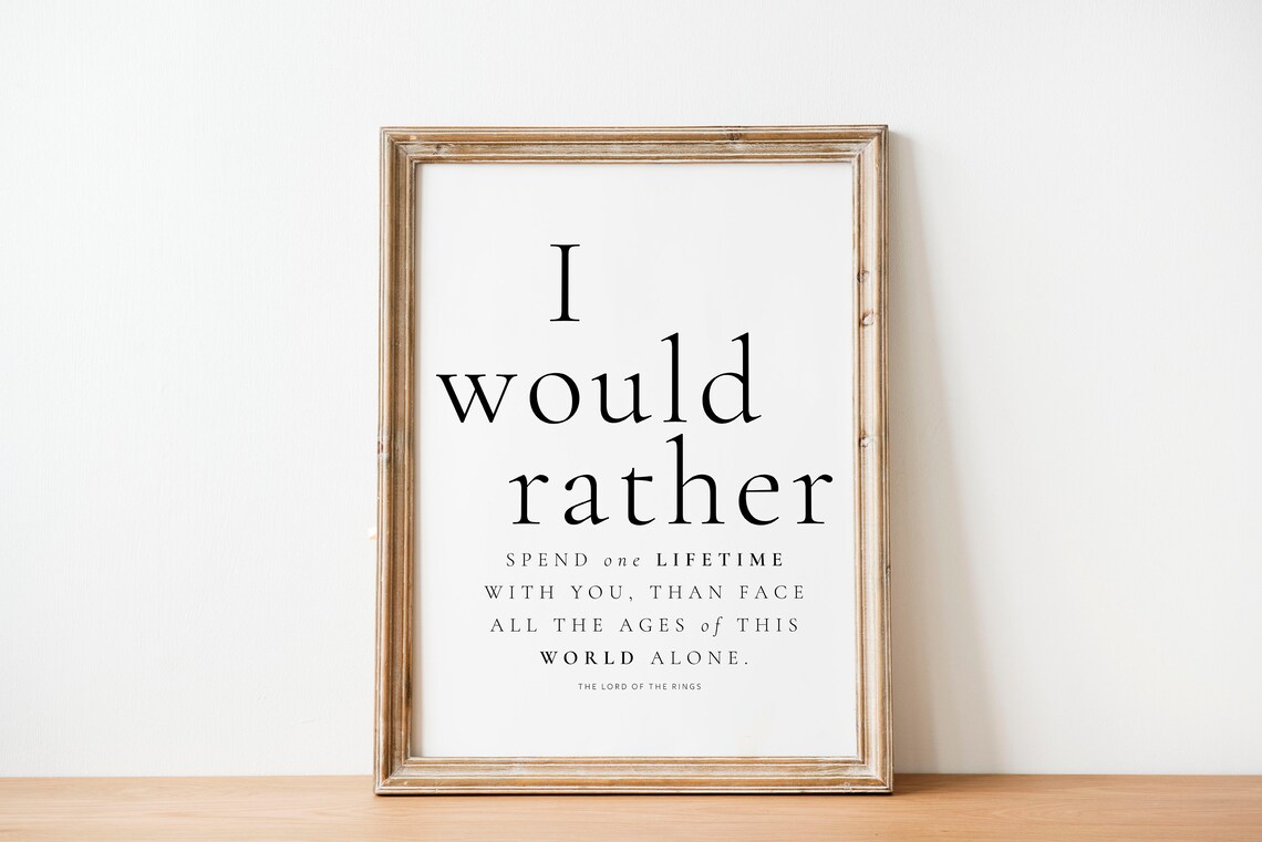 Lord Of The Rings I Would Rather Share One Lifetime Love Quote Poster - Image 2
