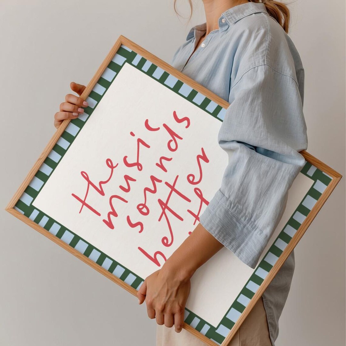 The Music Sounds Better With You Red Script Lyric Love Quote Wall Poster - Image 4
