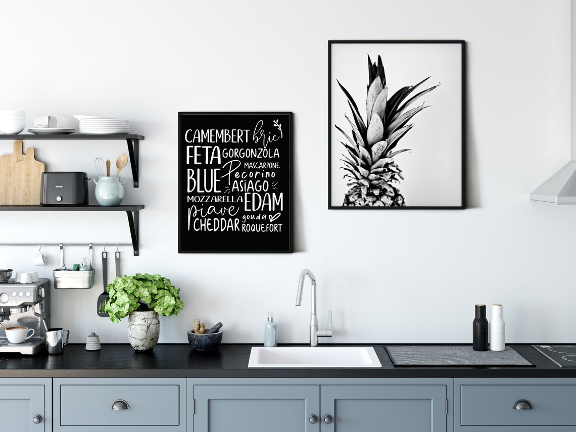 Cheese Varieties Types Typography Kitchen Wall Art Blackboard Poster - Image 4