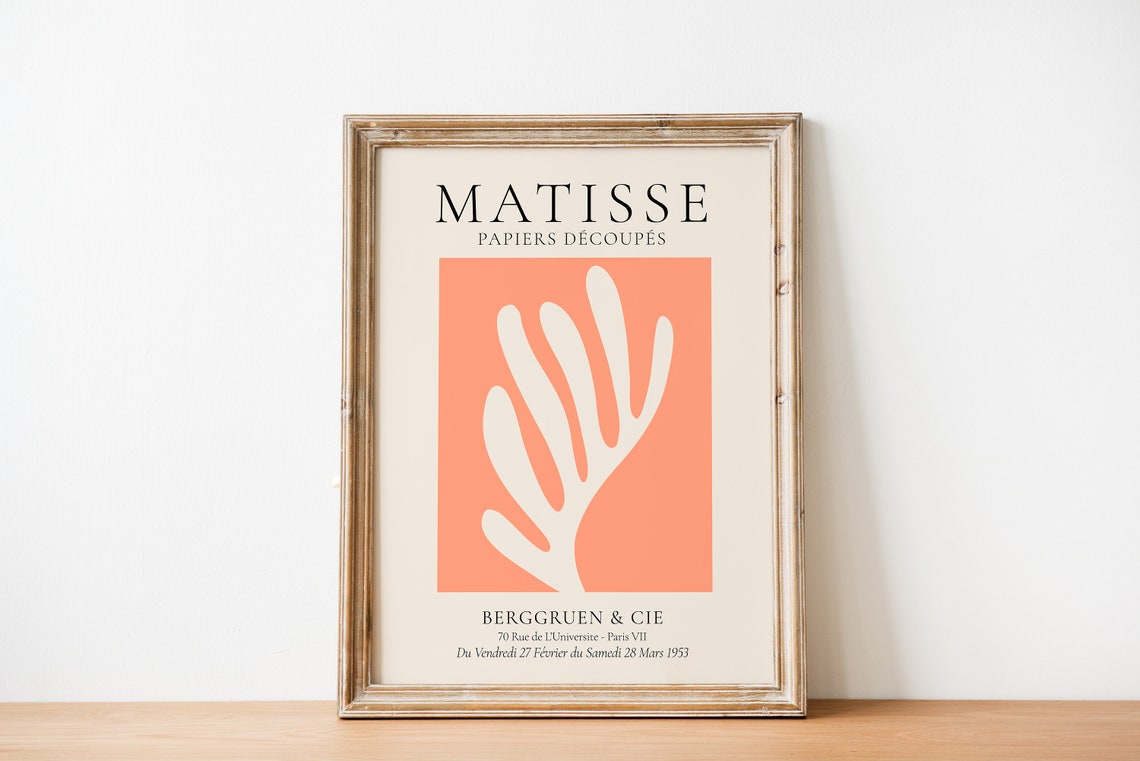 Matisse Papiers Decoupes Orange White Coral Cutout Exhibition Poster