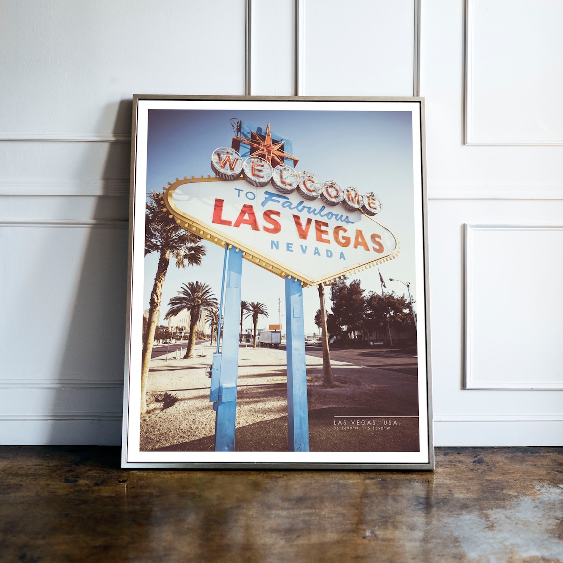 Las Vegas Nevada Welcome Sign Vintage Travel Photography Wall Poster
