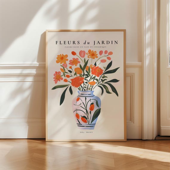Fleurs Du Jardin Flower Vase Botanical Art Print