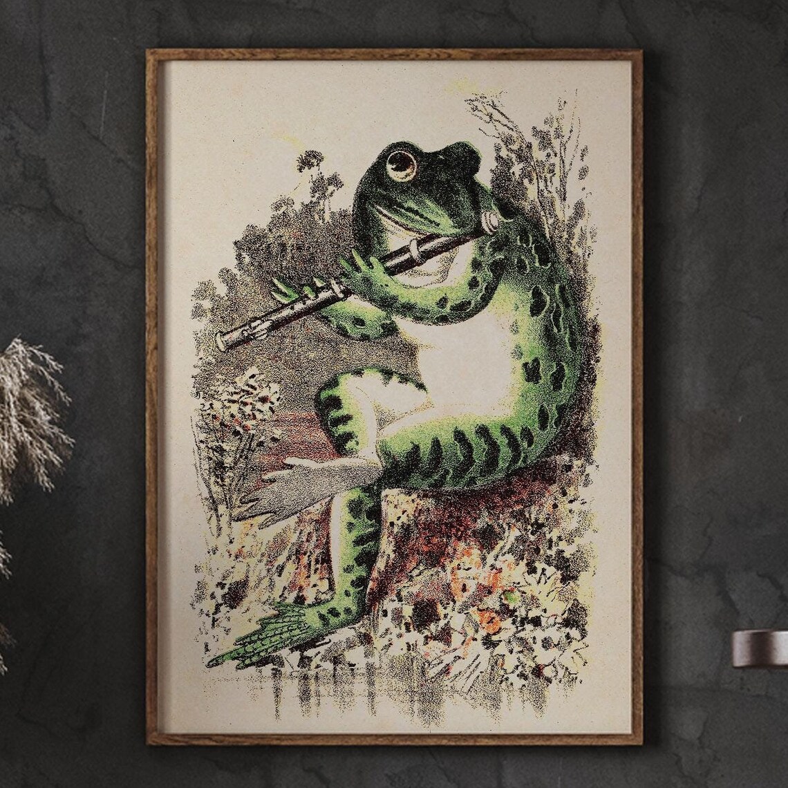 Frog Playing Banjo In The Moonlight, Vintage Art Deco