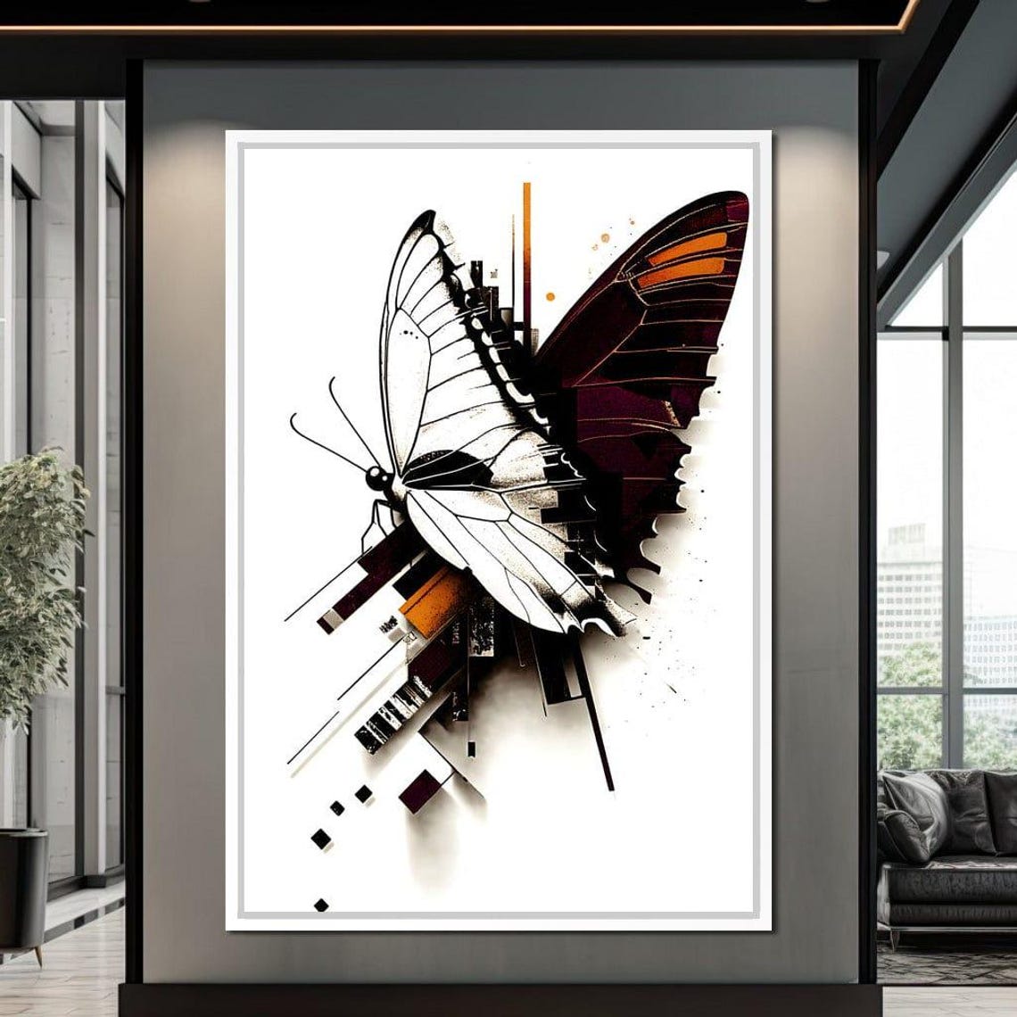 Butterfly Geometric Fusion Modern Wall Art Home Decor Abstract Nature Artwork Geometric Design Wall Decor By Nichecanvas - Image 2