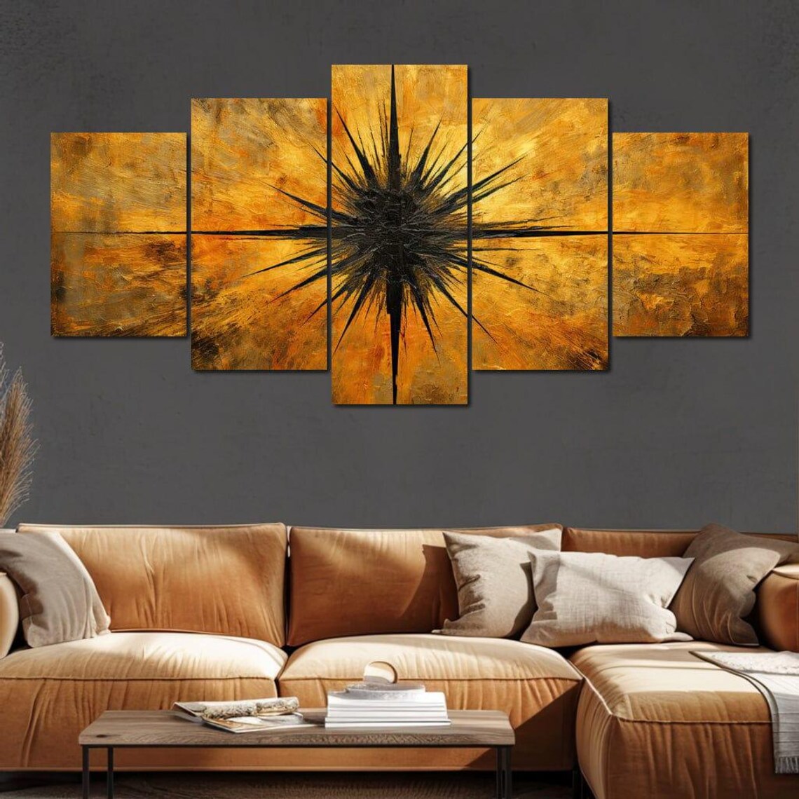 Black Starburst Explosion Gold Textured Background Bold Dramatic Wall Art Poster - Image 4