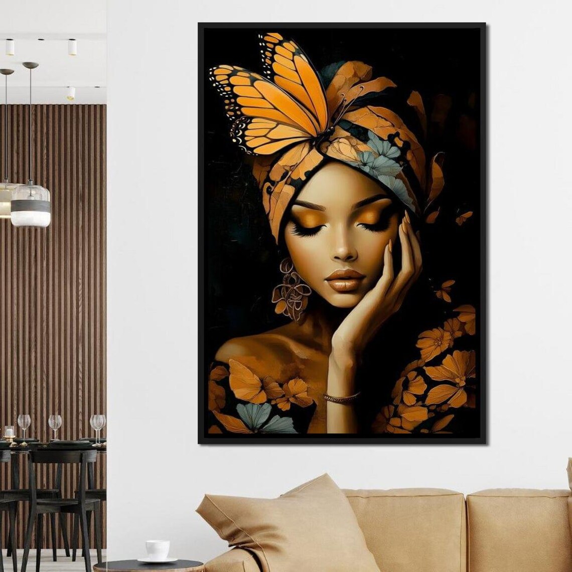 Golden Butterfly Reverie, Vibrant Abstract Art Print - Image 4