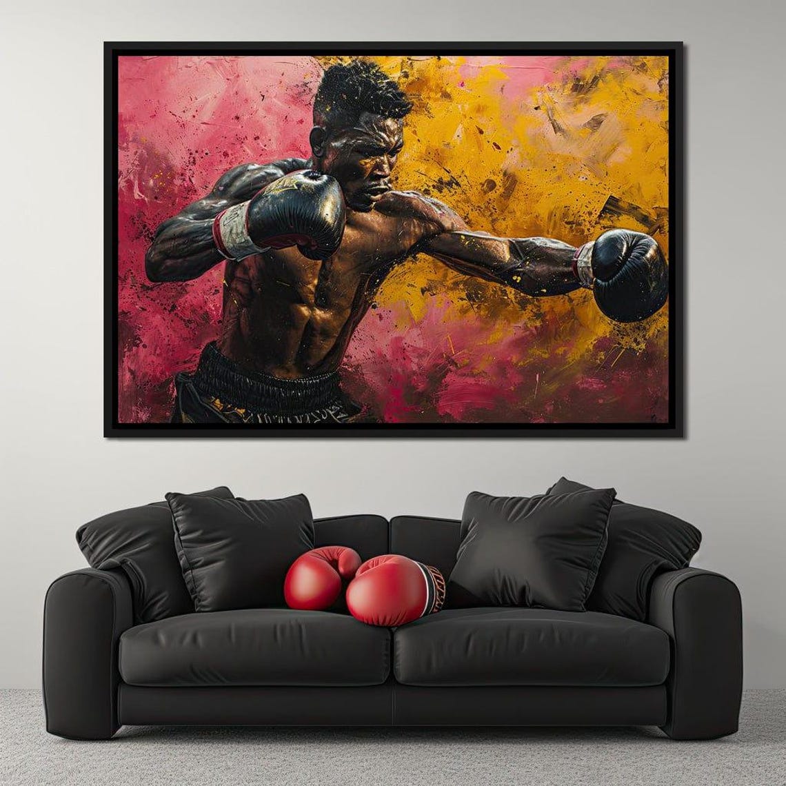 Golden Fury Of The Ring Athletic Wall Art Boxing Decor Sporty Home Decor Motivational Fitness Art Dynamic Painting By Nichecanvas - Image 4