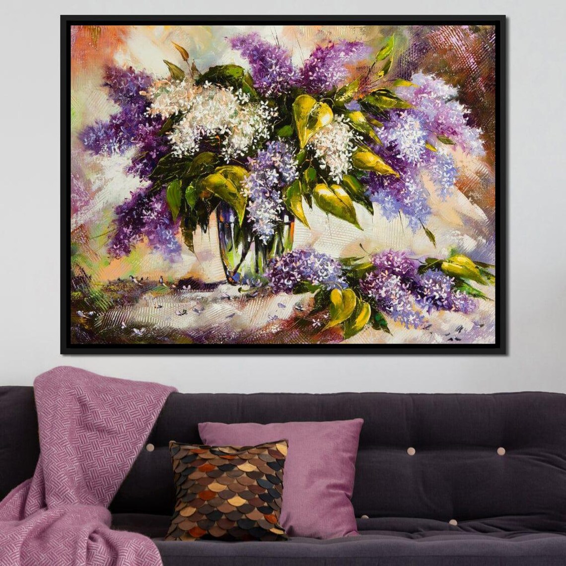 Purple And White Lilac Bouquet Impressionist Floral Wall Art Print - Image 2