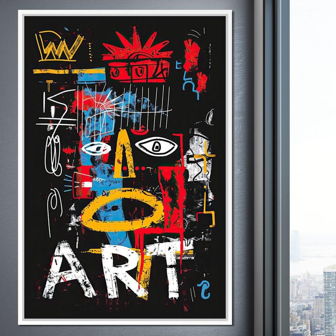 Graffiti Face With Crown Urban Street Art Bold Black Wall Poster - Image 3