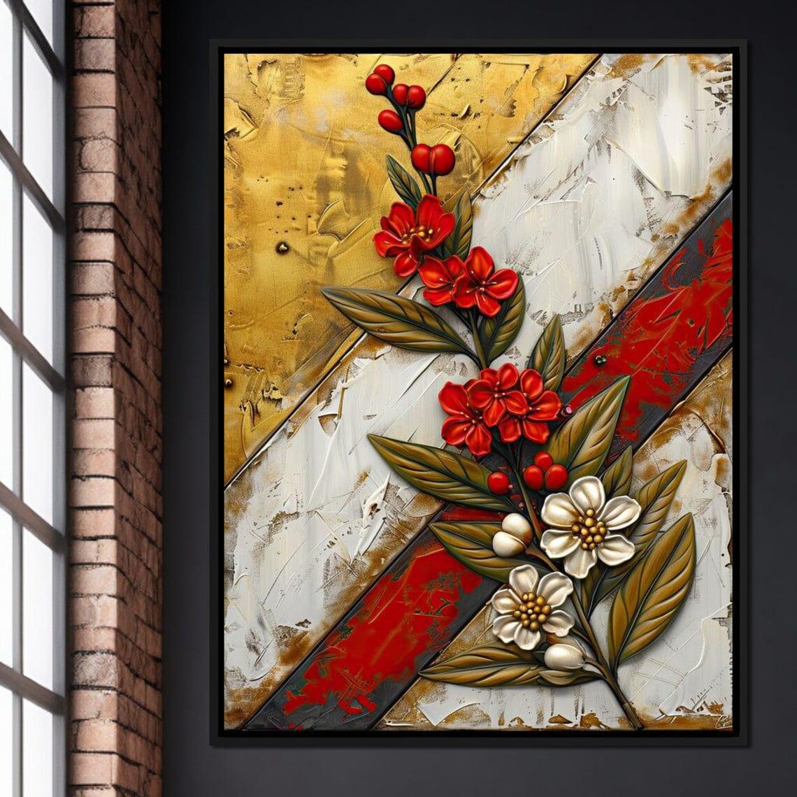 Golden Flora Harmony - Floral Art - Image 4