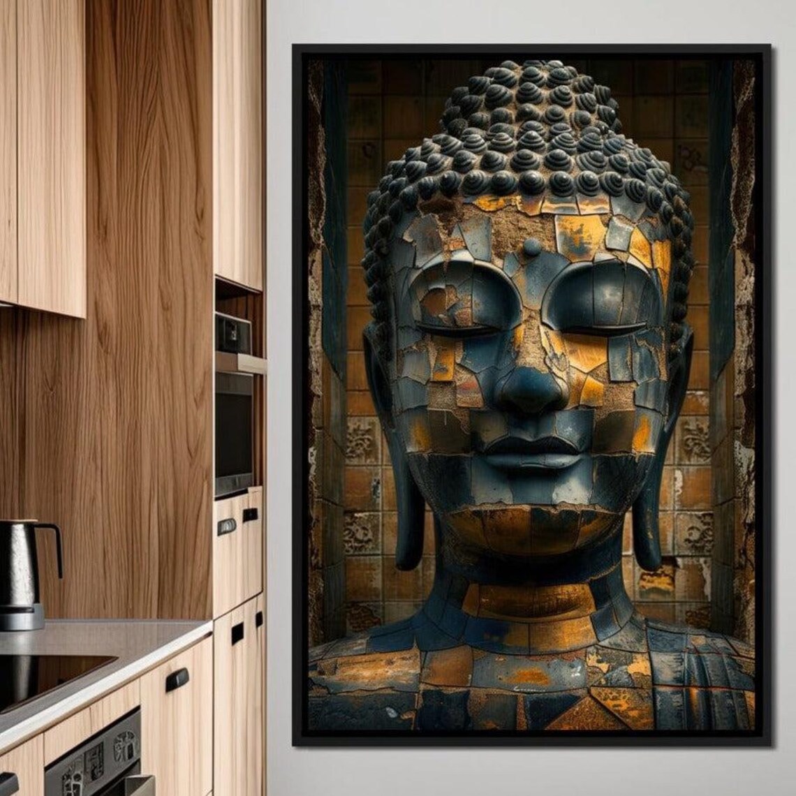 Golden Buddha Statue Mosaic Zen Meditation Spiritual Home Decor Poster - Image 4