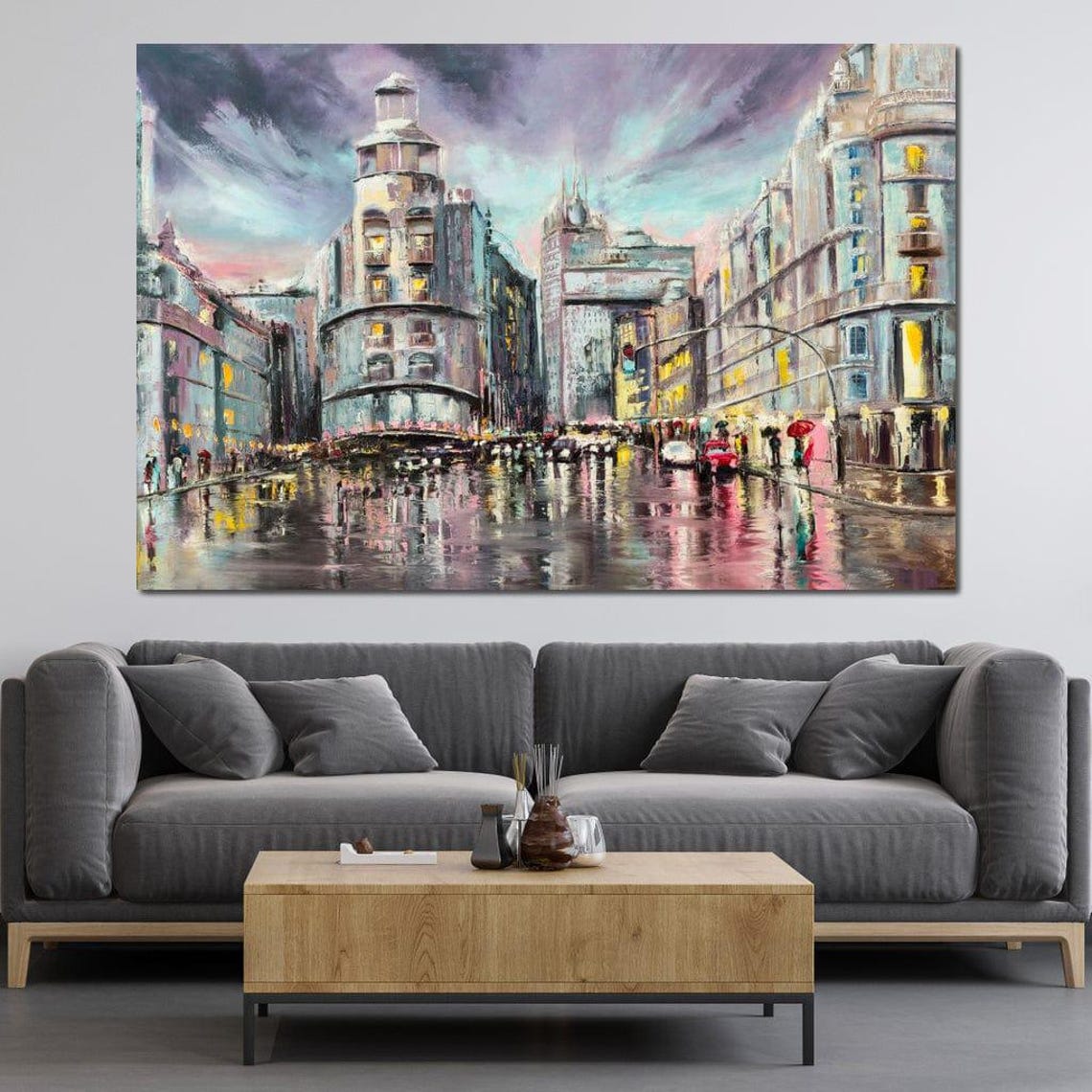 Paris Rainy Night Boulevard City Lights Impressionist Poster - Image 3