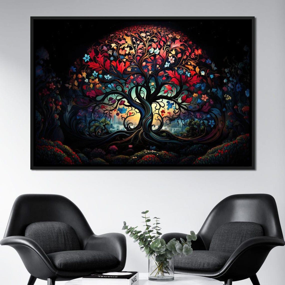Tree of Life Circular Night Blooming Colorful Fantasy Art Poster - Image 3