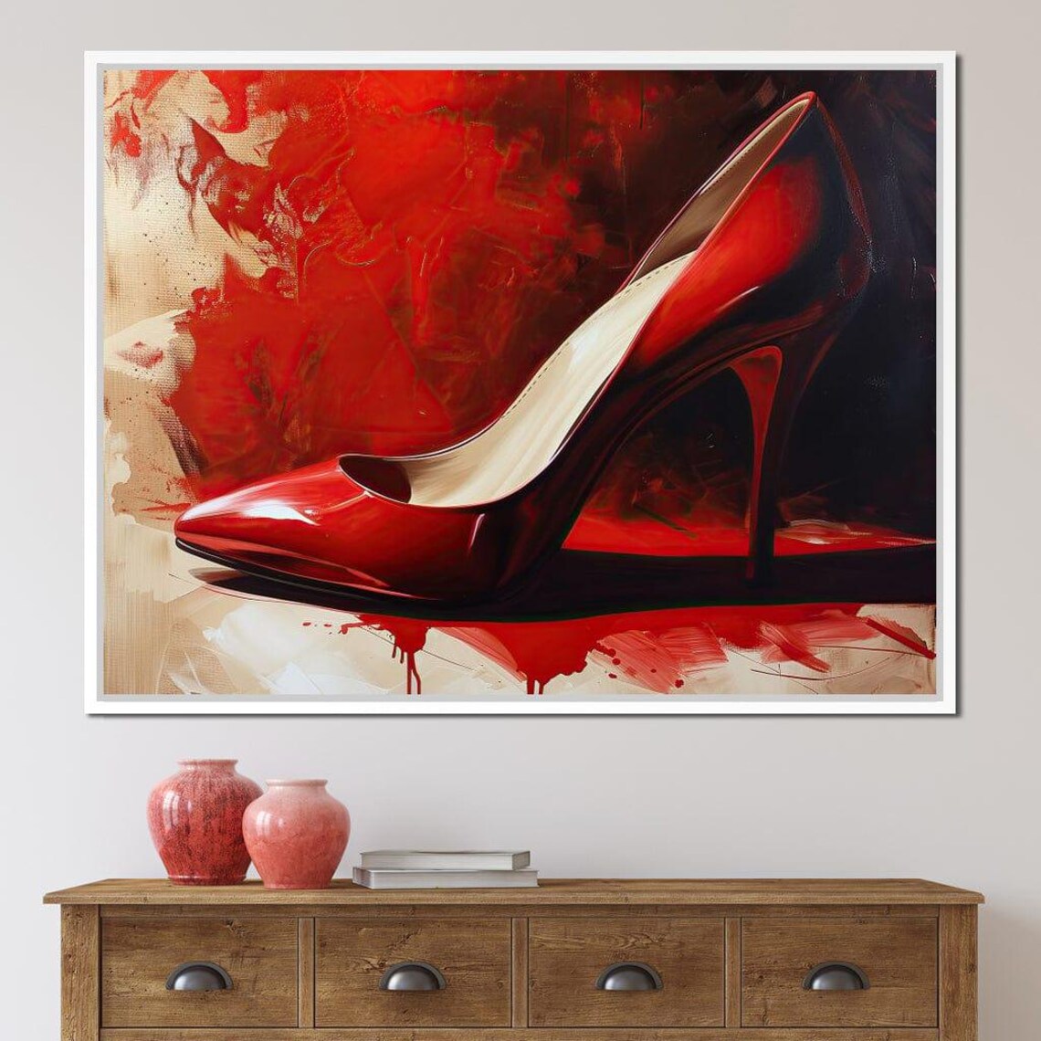 Scarlet Stiletto Glossy Red High Heel Shoe Painting Glamour Art Poster - Image 4