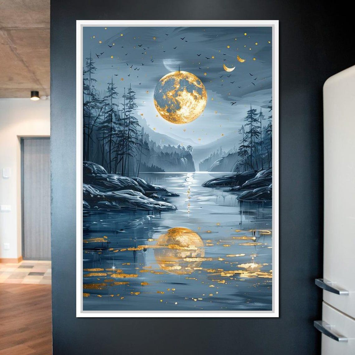 Luminous Nocturne Reflections Print Moonlit Scene Nature Reflection Serene Home Decor Night Sky Art By Nichecanvas - Image 2