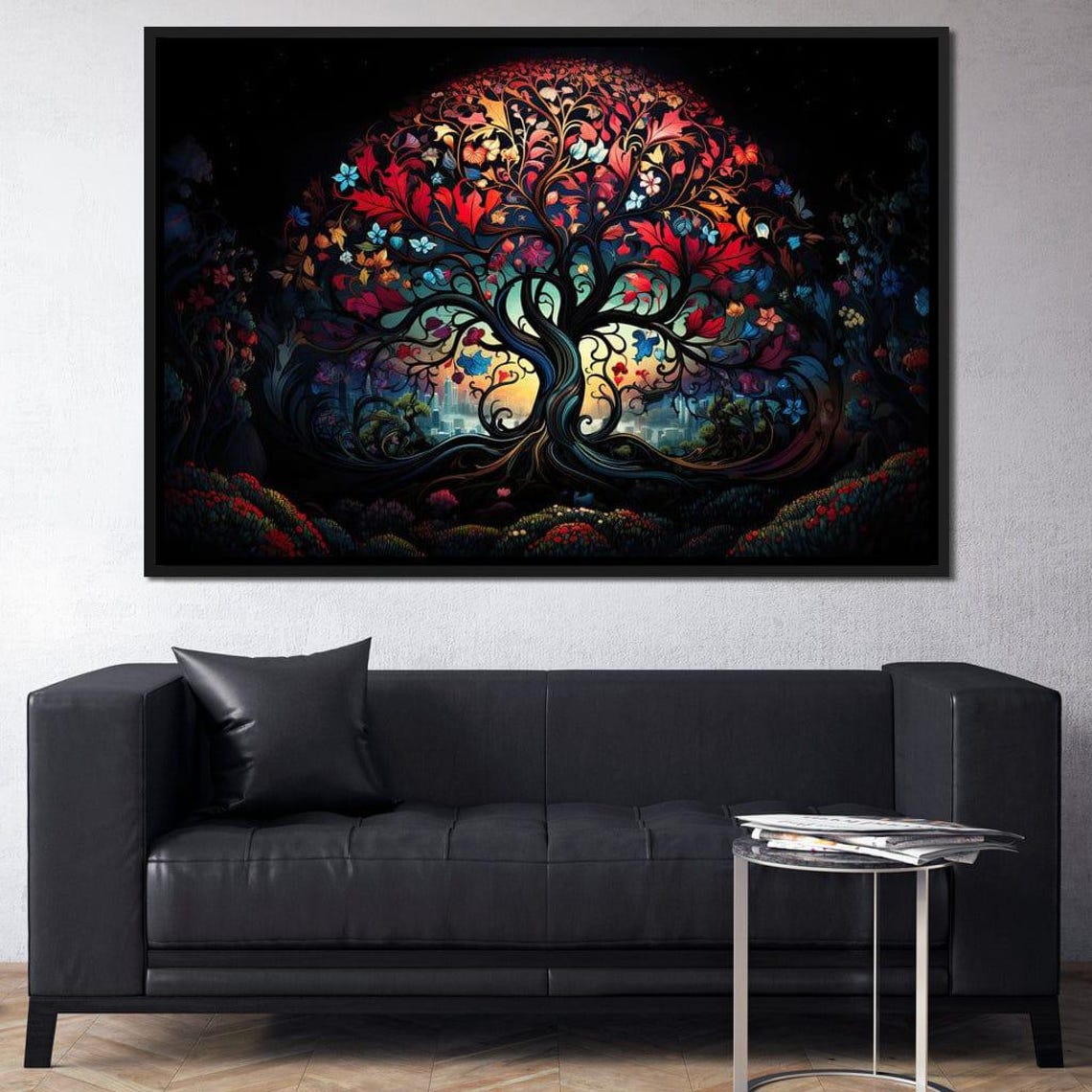 Tree of Life Circular Night Blooming Colorful Fantasy Art Poster - Image 4