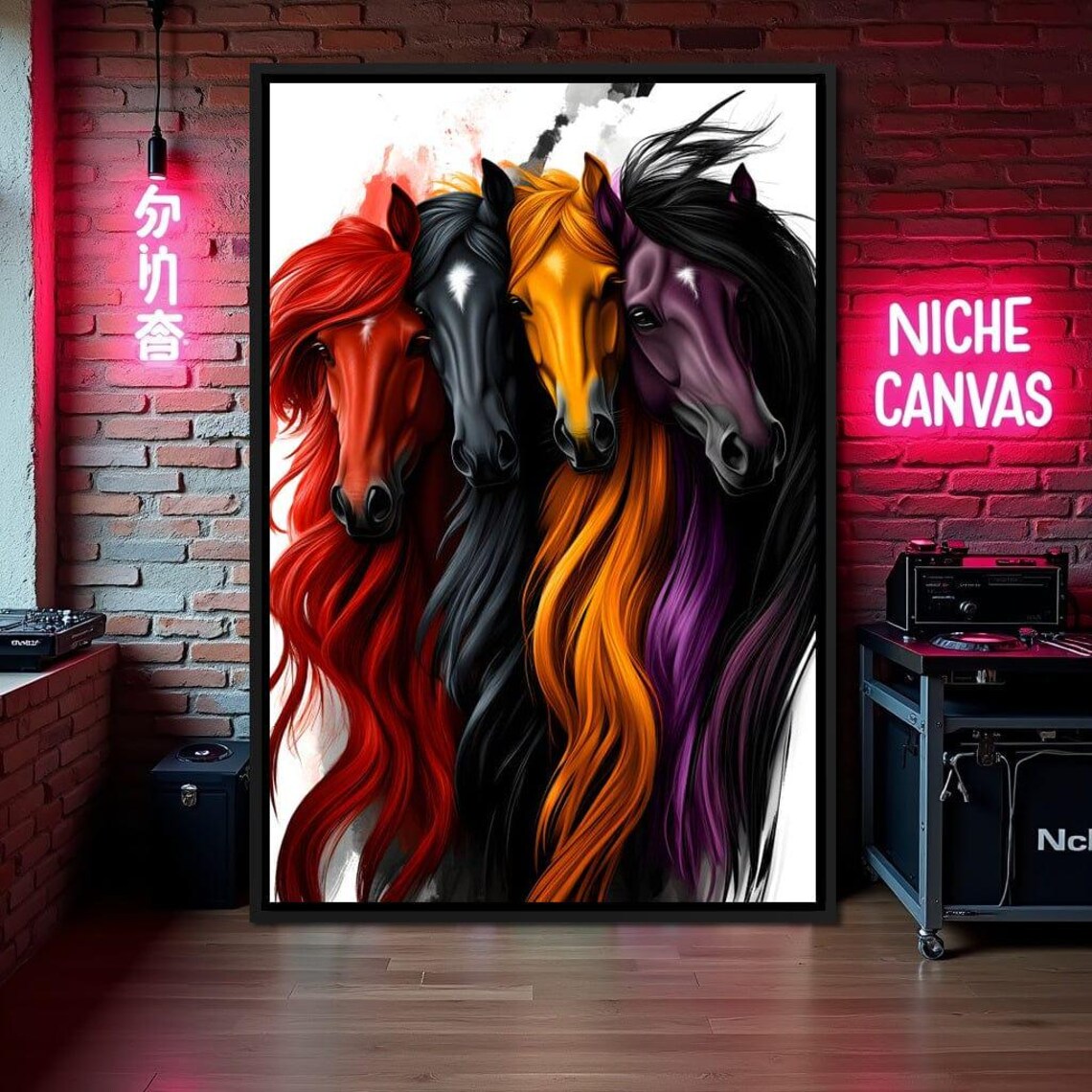 Equestrian Quartet Harmony, Modern Home Decor - Image 4