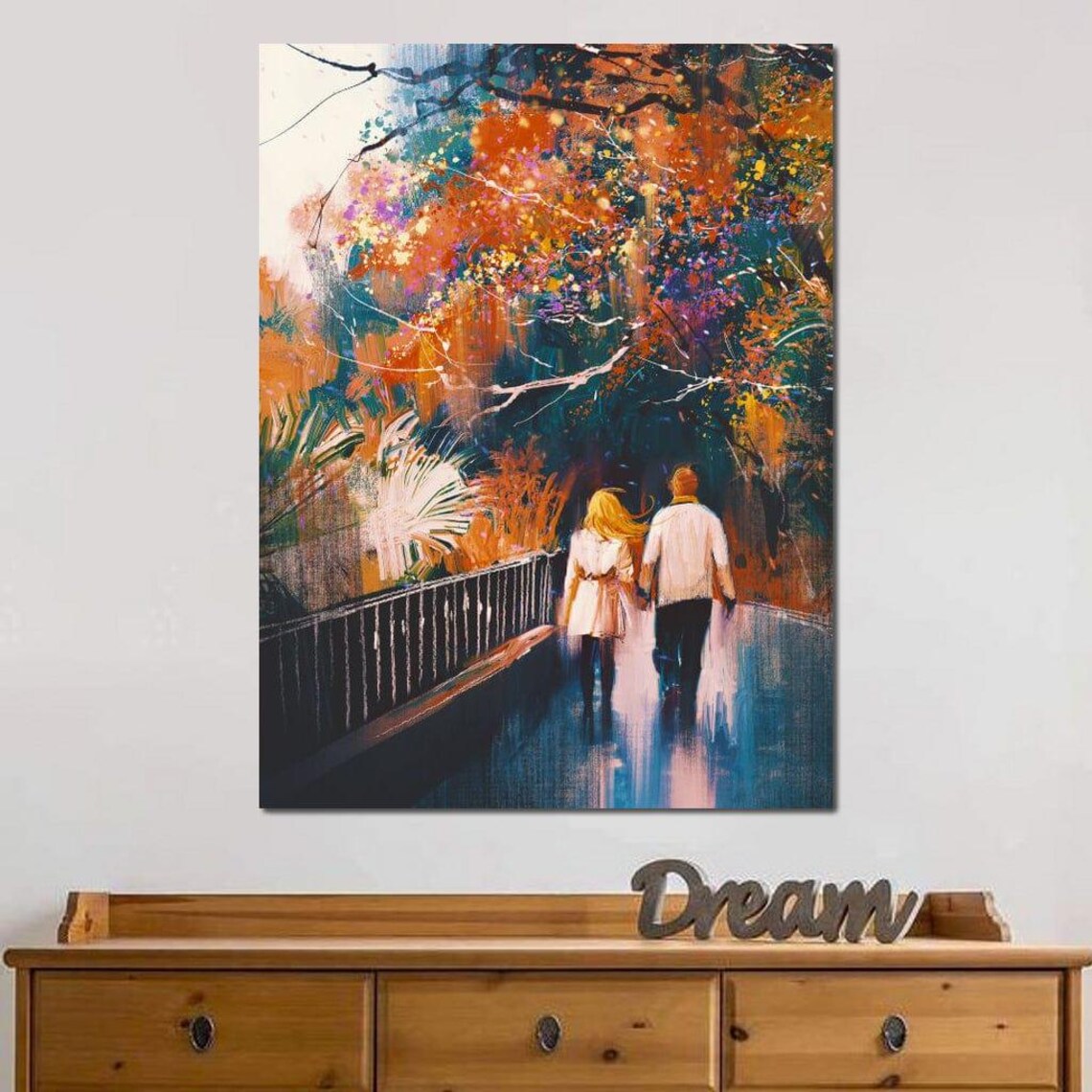 Holding Hands In The Park - Romantic Art Print - Image 2