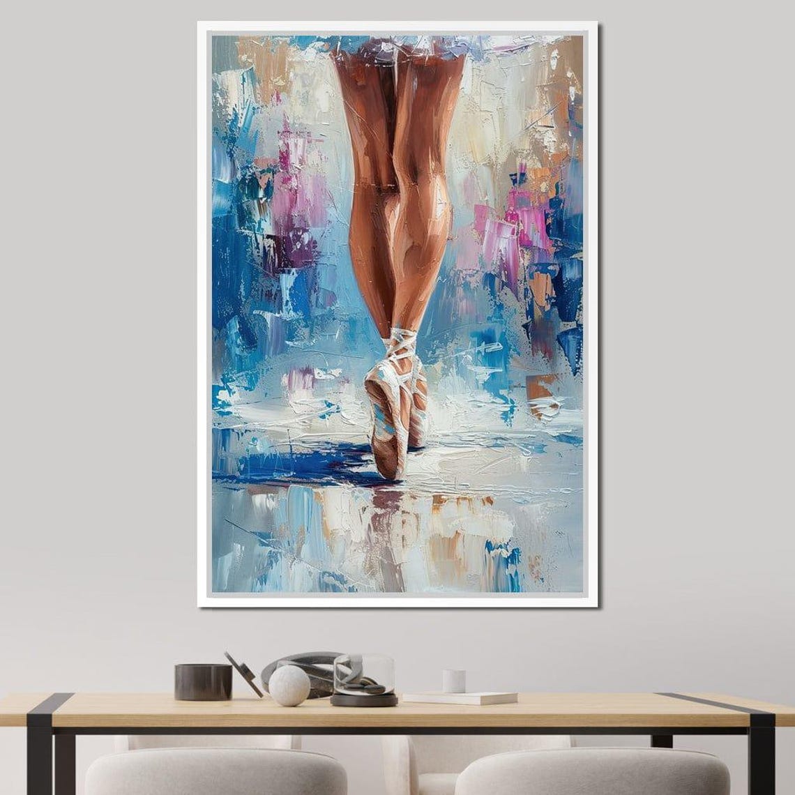 Ballerina En Pointe Pastel Blue Dream Dance Legs Artistic Wall Art - Image 2