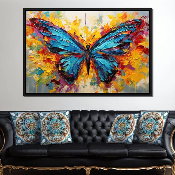 Vibrant Brushstroke Butterfly Colorful Art Butterfly Wall Art Nature Decor Whimsical Artistic Design Multi Panel By Nichecanvas
