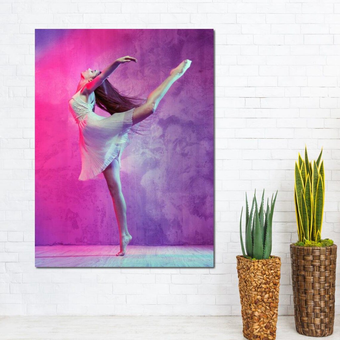 Rose Light Ballet Dancer In White Dress Pink Purple Studio Art Poster - Image 3