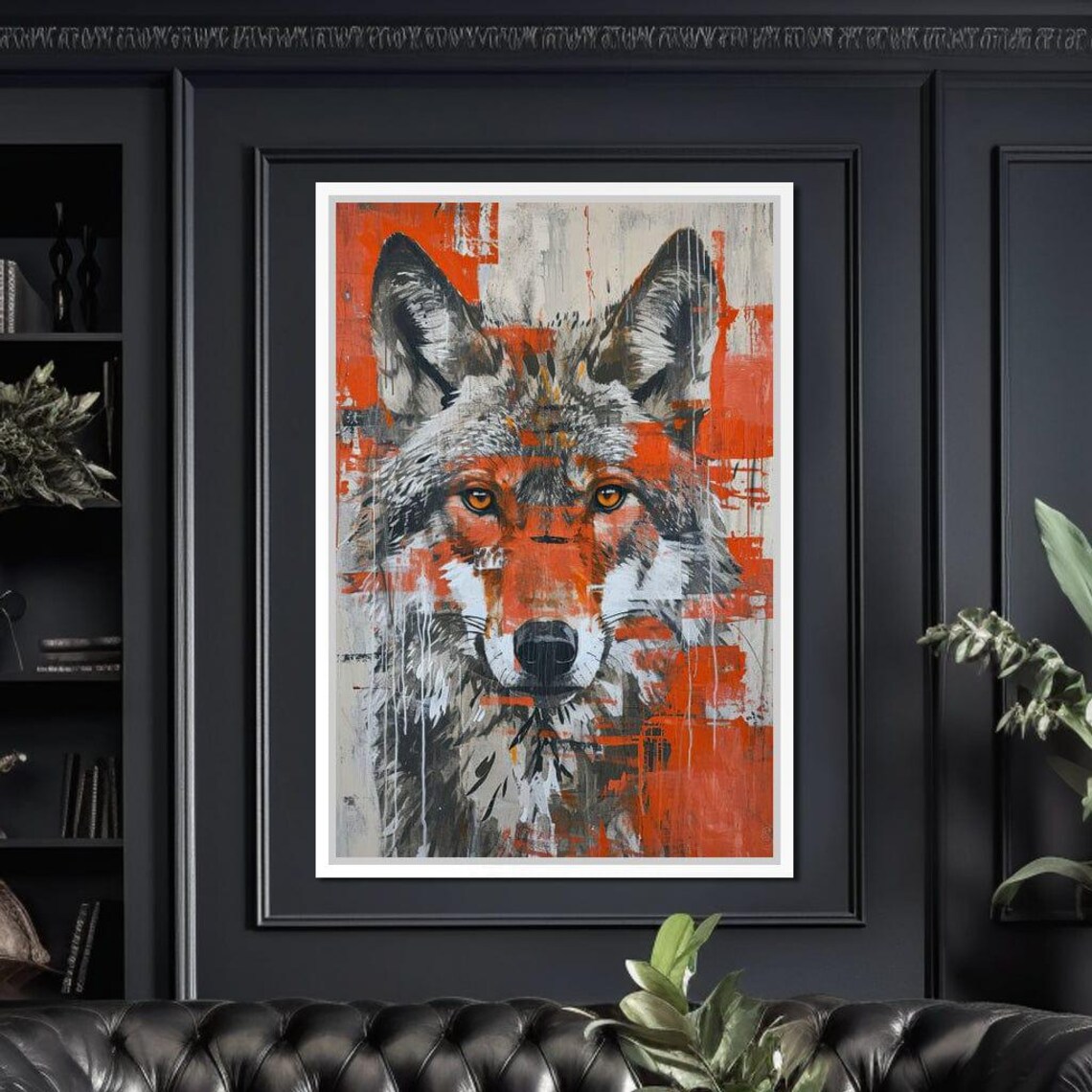 Urban Grey Wolf Bold Street Art Splatter Wildlife Portrait Poster - Image 4