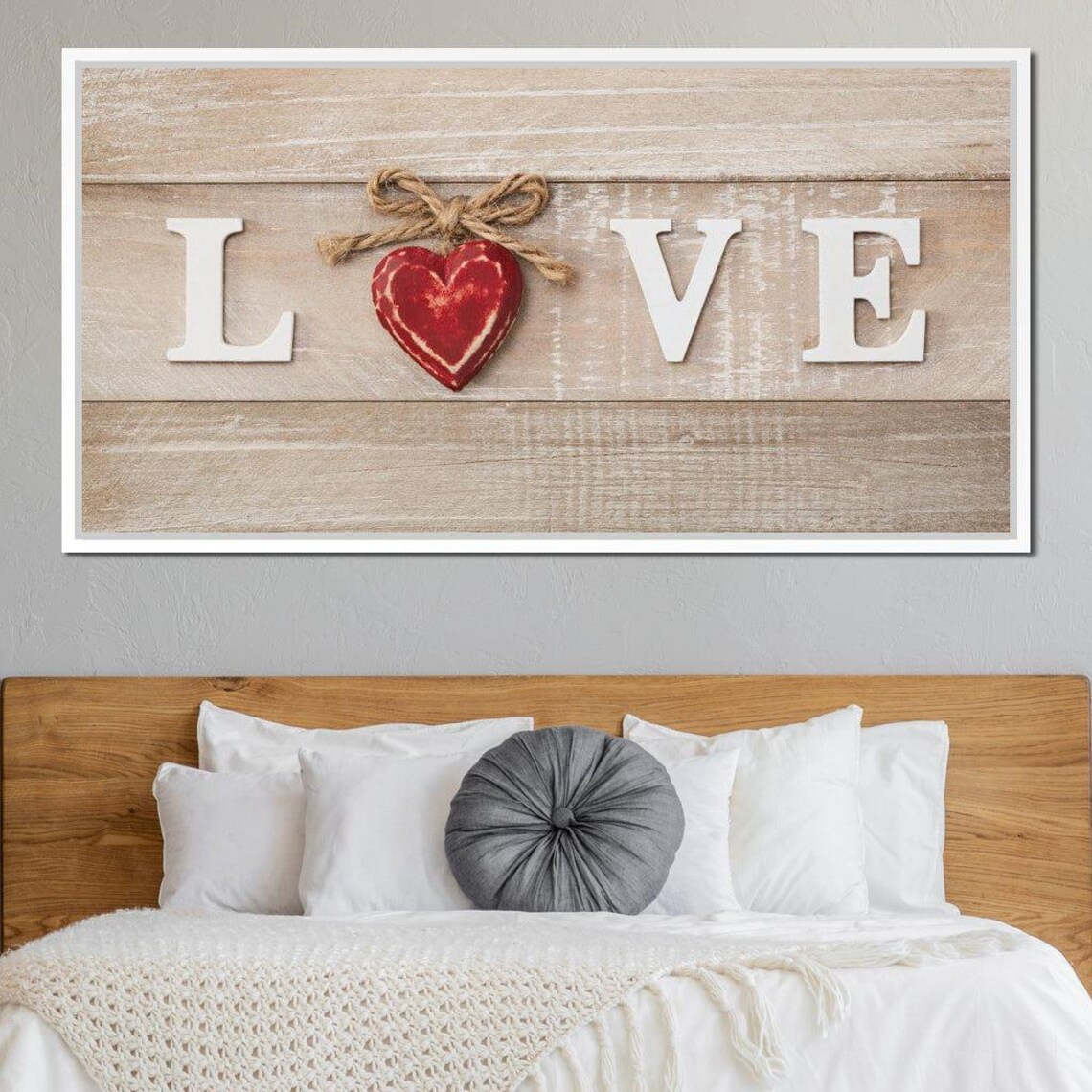 Love Is Where The Heart Is Rustic Wooden Letters Red Heart Farmhouse Poster