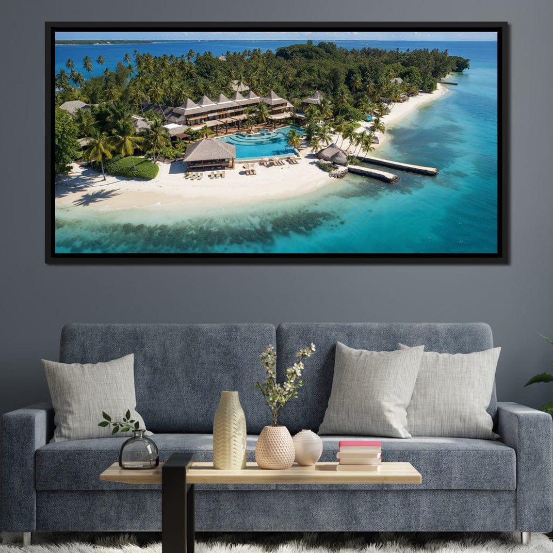 Tropical Island Resort Pool Beach Paradise Birdseye View Travel Poster - Image 2