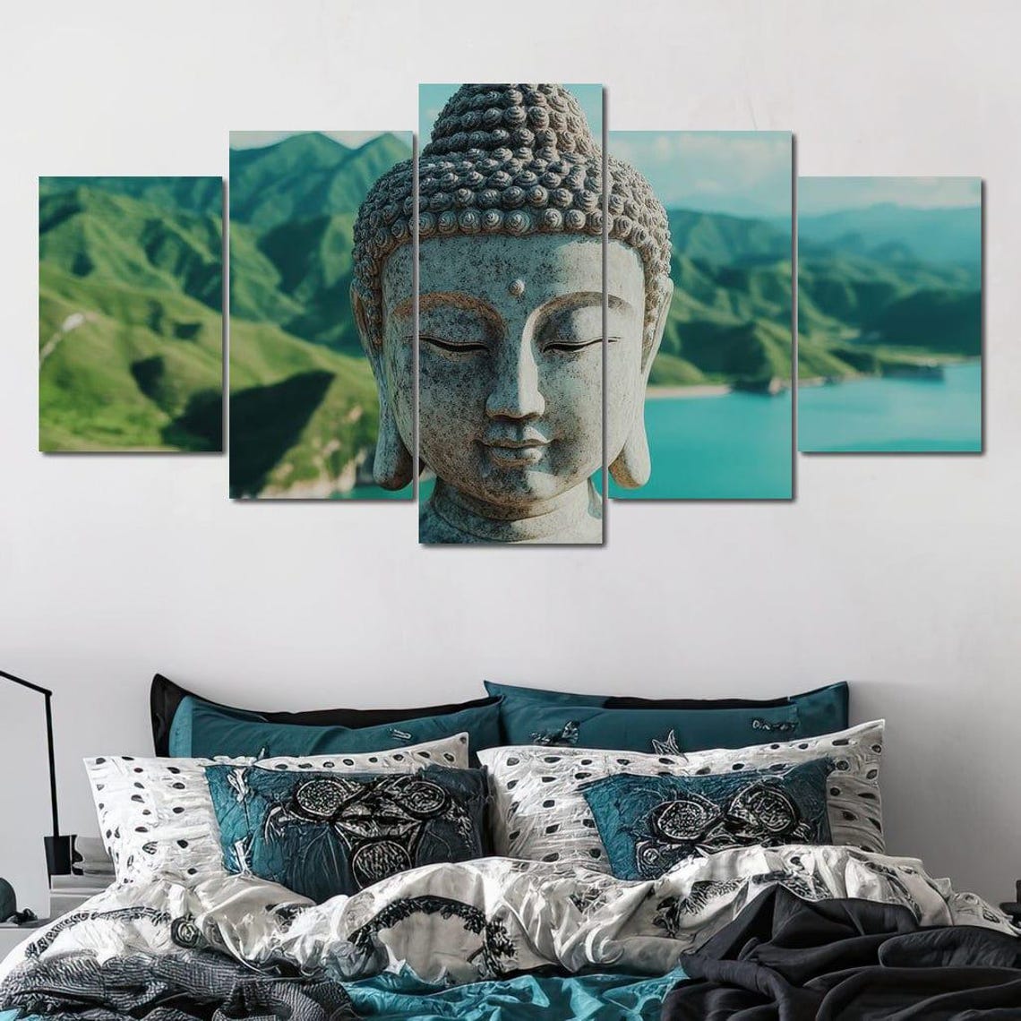 Buddha Tranquility Over Peaks Zen Home Decor Peaceful Wall Art Mountain View Serene Buddhist Inspiration By Nichecanvas - Image 3