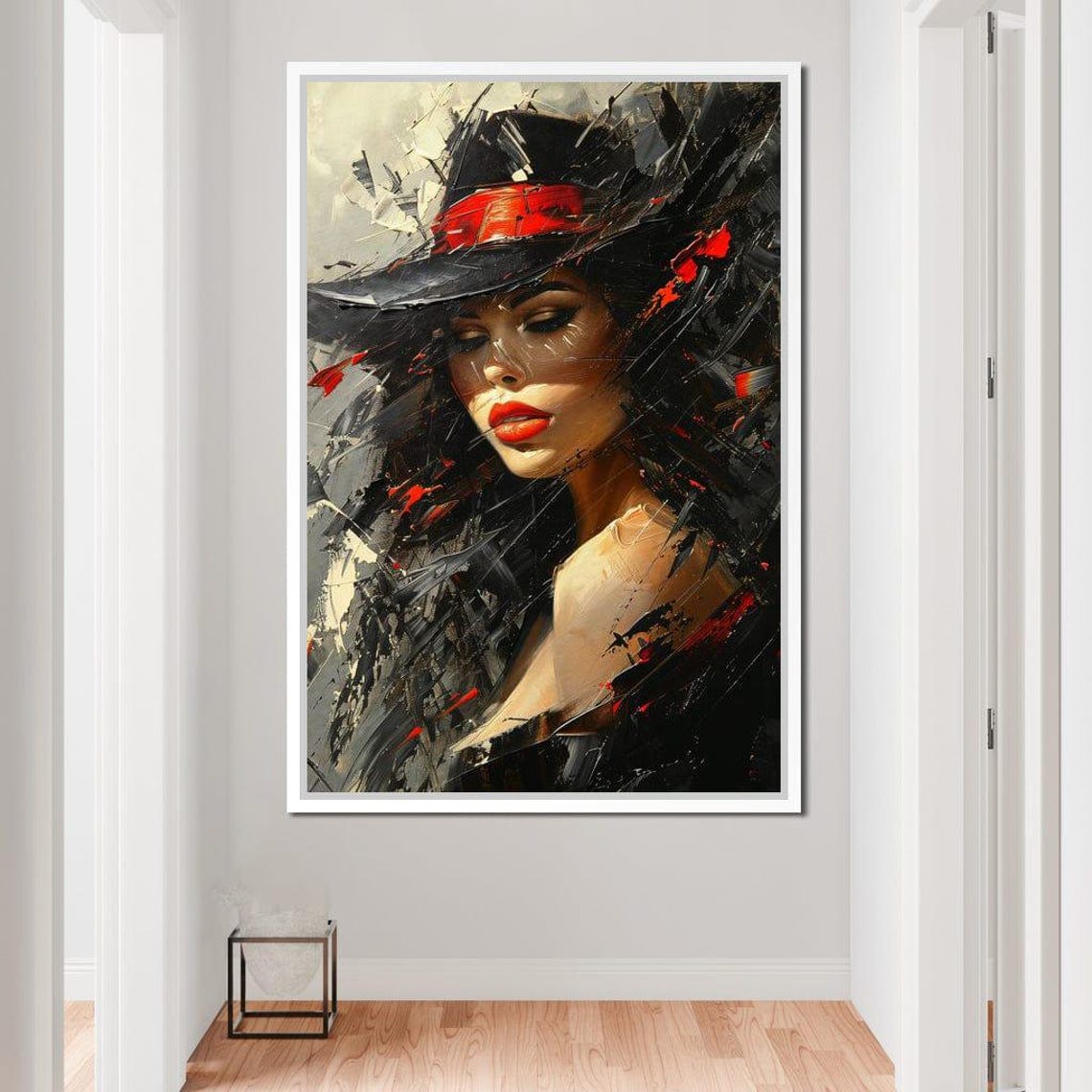 Mystique Fedora Woman Autumn Dramatic Expressionist Portrait Print - Image 3