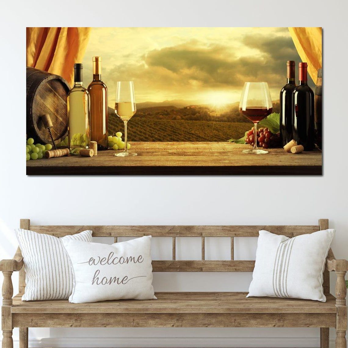 Vineyard View Cozy Atmosphere Rustic Wine Bar Scenic Wall Art Home Decor Sunset View Wine Lover Gift By Nichecanvas - Image 2