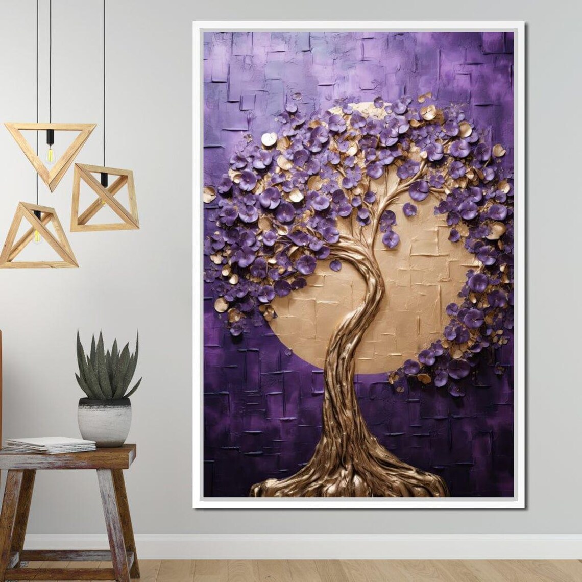 Golden Twilight Tree Wall Art, Modern Abstract - Image 2