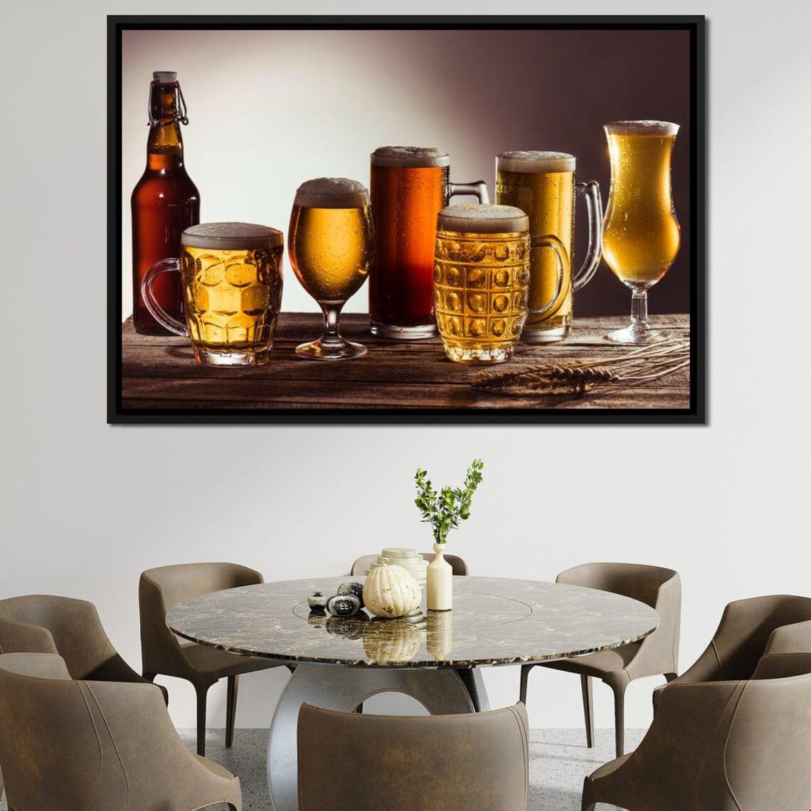 Beer Glasses And Bottles Assortment Rustic Wooden Bar Art Poster