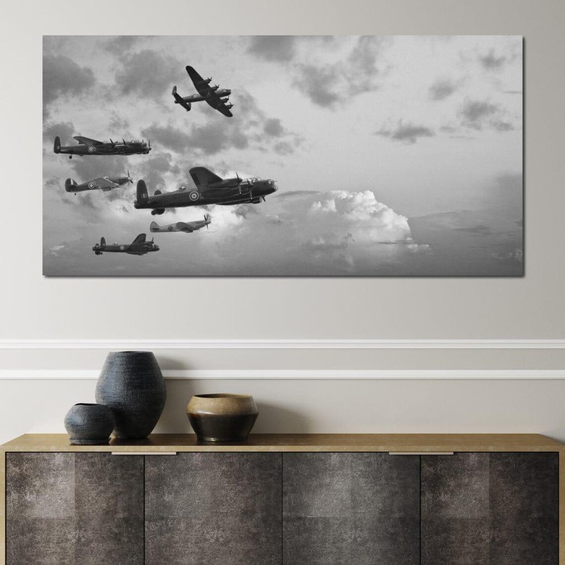 World War 2 Bomber Squadron Vintage Aircraft Formation Poster - Image 3