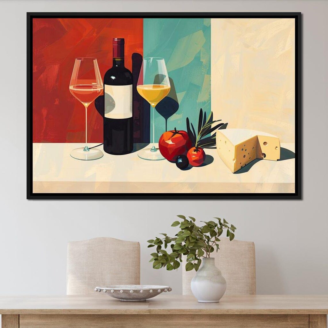 Elegant Red White Wine Glasses Bottle Still Life Vibrant Kitchen Art Poster - Image 4