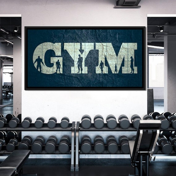 GYM Grunge Letter Silhouette Lifters Dark Blue Fitness Wall Poster