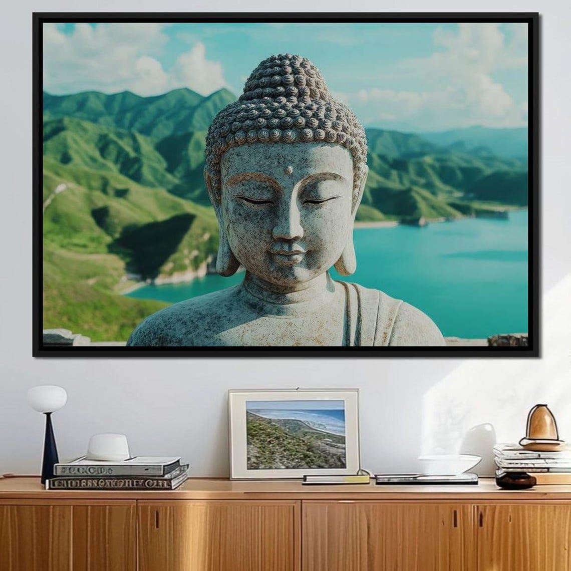 Buddha Tranquility Over Peaks Zen Home Decor Peaceful Wall Art Mountain View Serene Buddhist Inspiration By Nichecanvas - Image 4