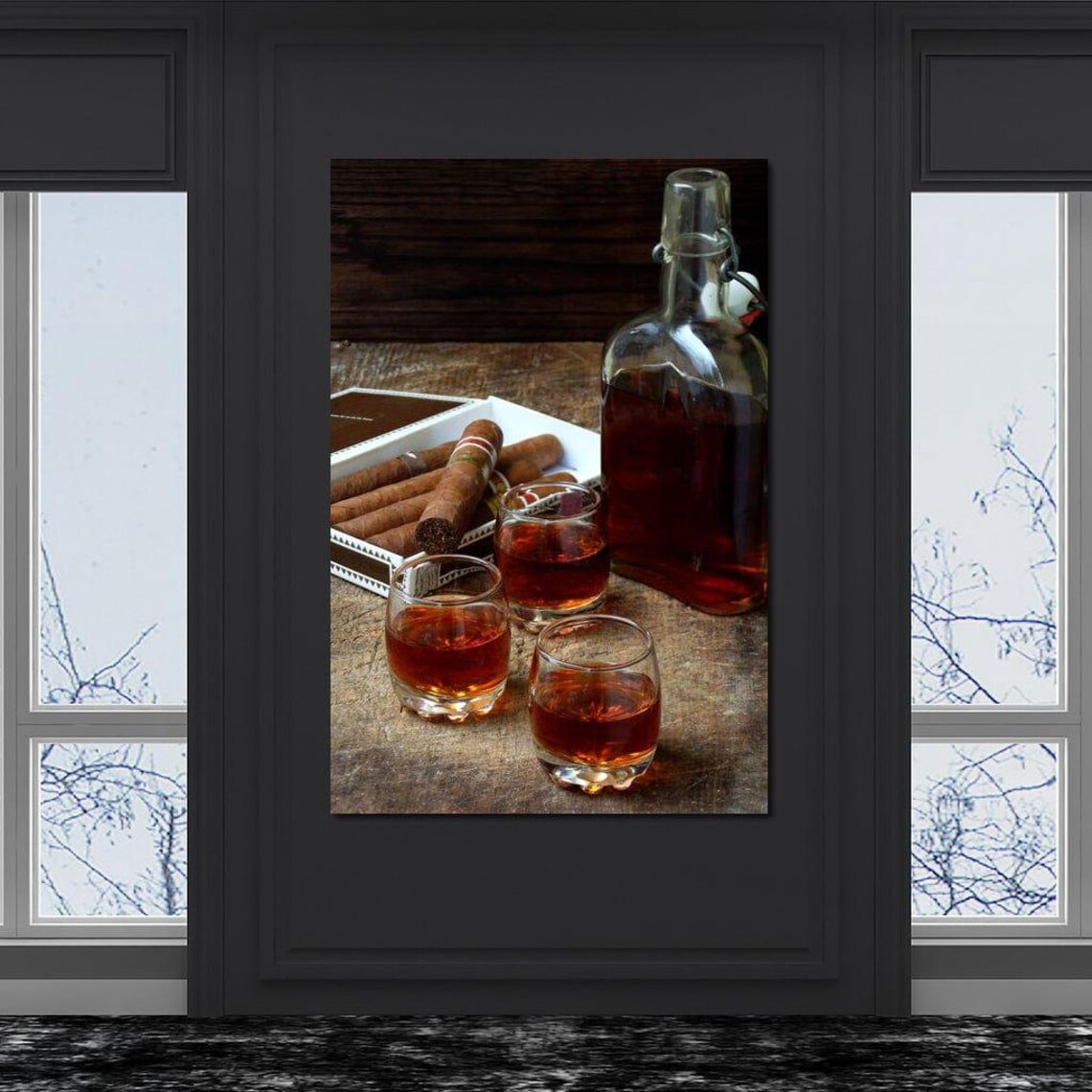 Whiskey Decanter Cigars Rustic Bar Still Life Mens Lounge Wall Poster - Image 3