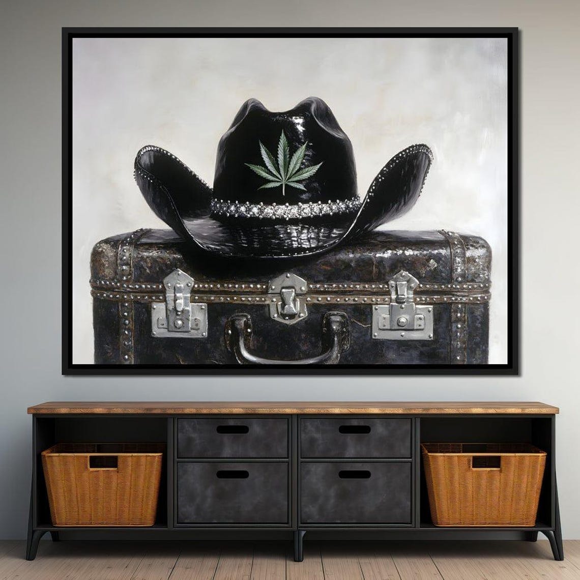 Cowboy Spirit On Vintage Case Western Home Decor Artisan Creation Rustic Wall Art Unique Black Hat Design By Nichecanvas - Image 3