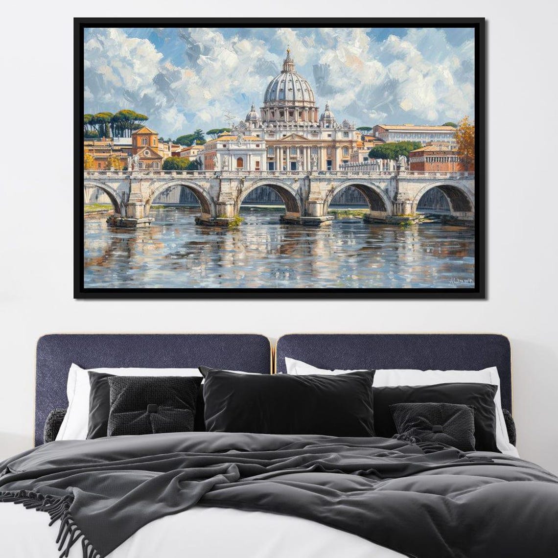 Rome St Peters Basilica Bridge Over Tiber Sunny Day Travel Poster - Image 2