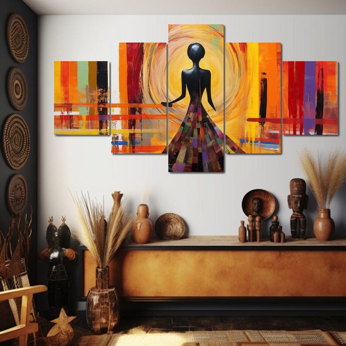 Vumela Sakeem Gibbs African Abstract Multi Panel Vibrant Cultural Art Modern Decor By Nichecanvas