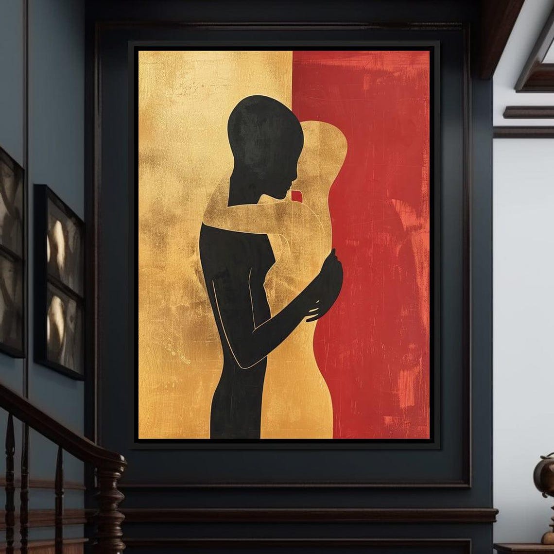 Golden Wilderness Shadow Embracing Couple Love Silhouette Poster - Image 3