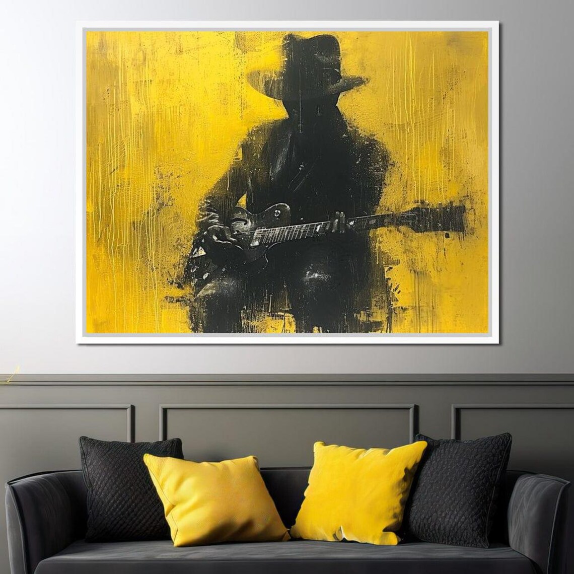 Golden Melody Silhouette Guitar Art Print, Music Decor - Image 4