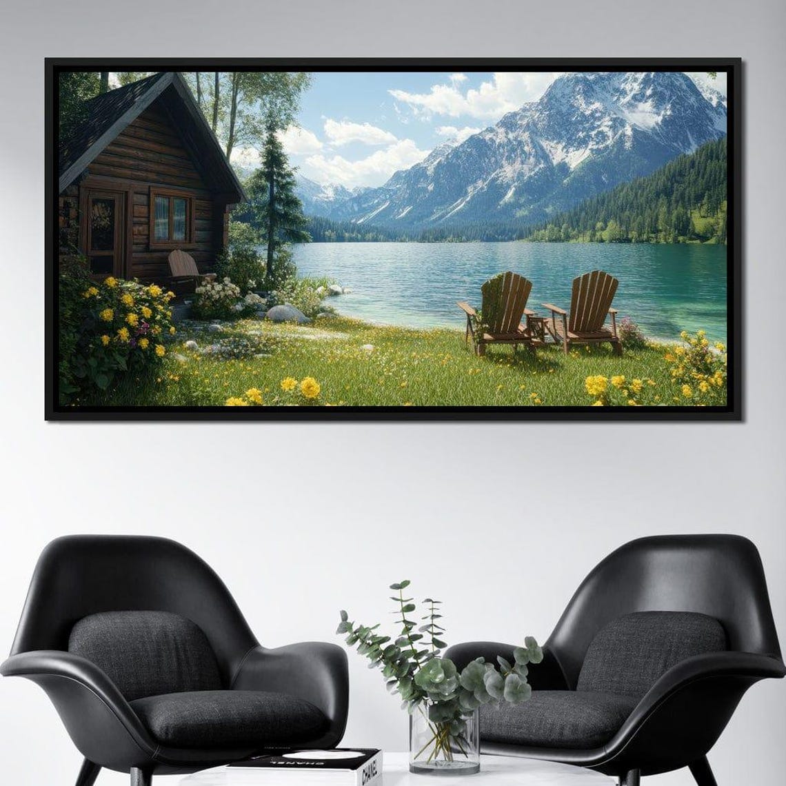 Tranquil Lakeside Harmony Mountain Scene Home Decor Nature Wall Art Peaceful Retreat By Nichecanvas - Image 2