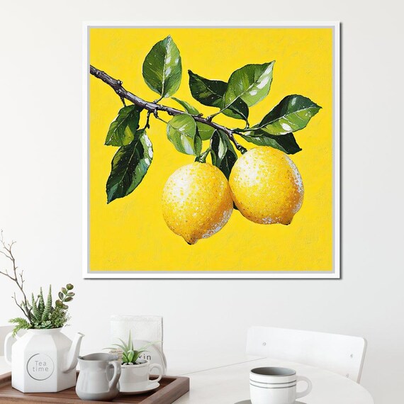 Golden Citrus Lemon Wall Art Bright Decor Citrus Art Print Colorful Painting Nature Wall Art Home Decor By Nichecanvas