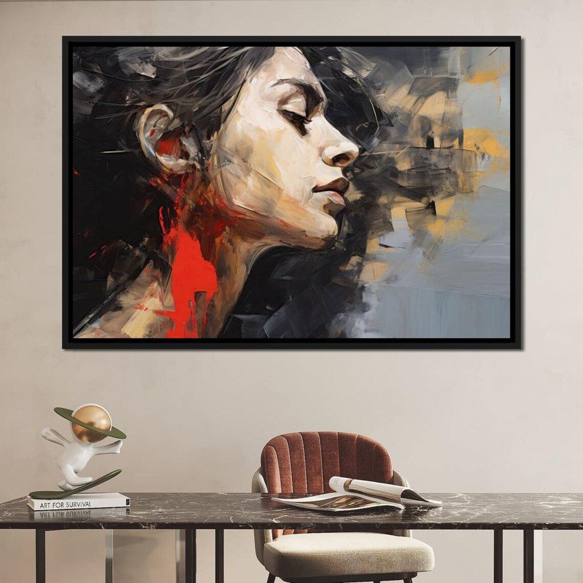 Scarlet Flame Portrait Art Print - Image 3