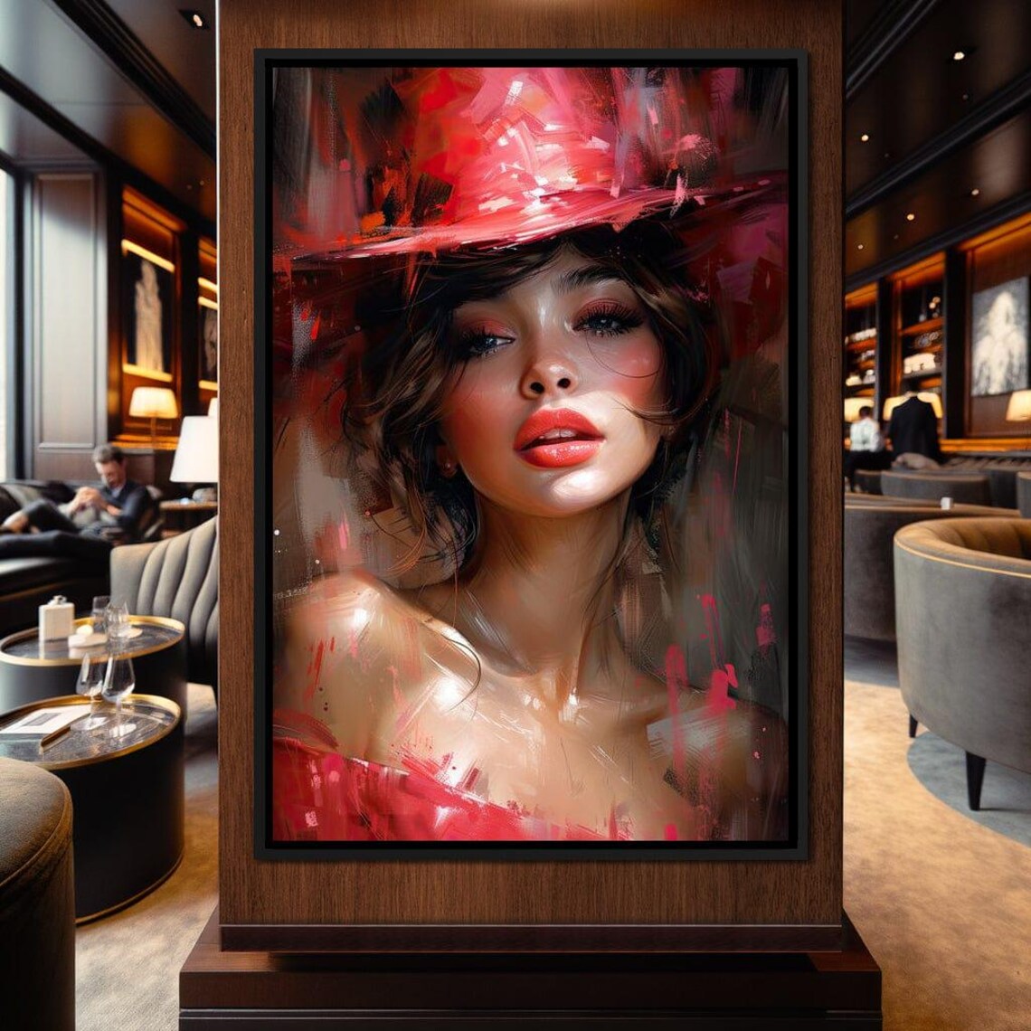 Rose Pink Hat Beauty Soft Romantic Painterly Portrait Wall Art