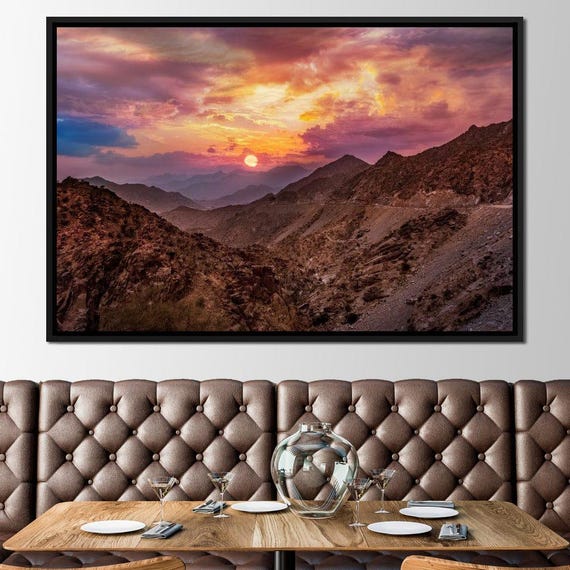 Desert Mountains Scenic Print Mountain Sunset Warm Colors Art Rustic Wall Decor Home Decor Landscape By Nichecanvas